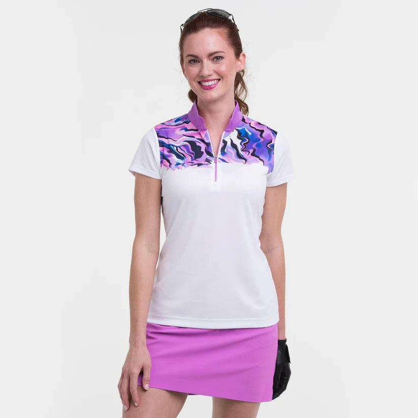 EP CAP SLEEVE SPLIT ZIP MOCK POLO5 #5325NMB_113