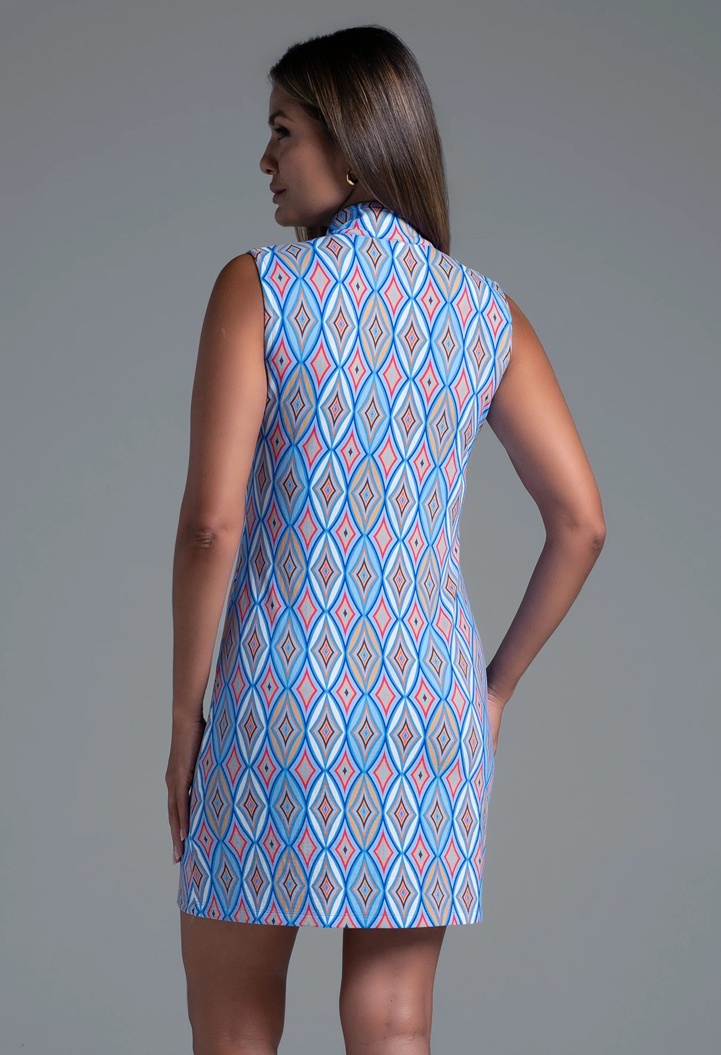IBKUL Romina Print Sleeveless Mock Dress #58931