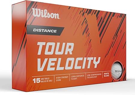 WILSON Tour Velocity Distance Golf Balls - 15 Pack, White