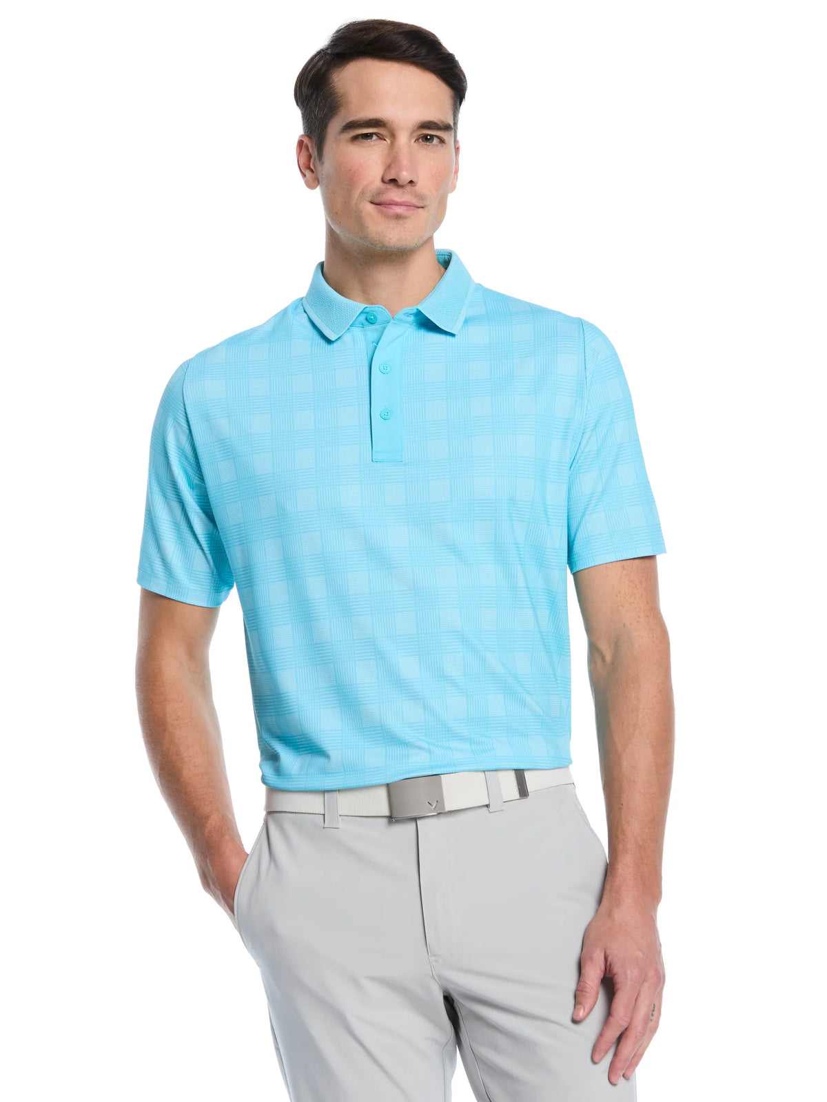 CGKSG040 Callaway Men's Chevron Plaid Print Golf Polo