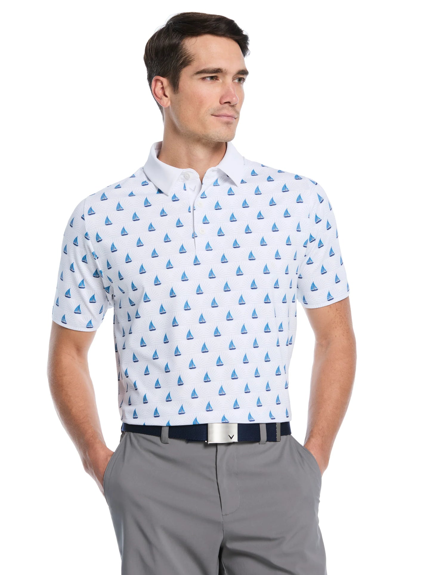 Callaway Mens Sailboat Sunset Print Golf Polo #CGKSG018GG