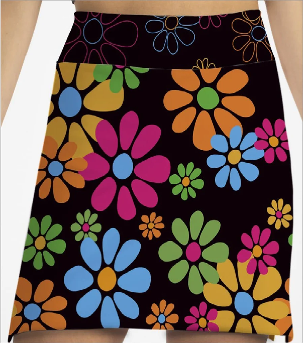 Skort Obsession- Night Daisies Black Skort