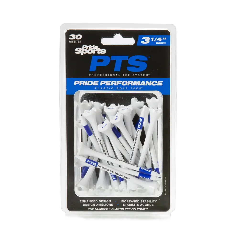Pride Sport PTS Plastic Golf Tees, 3-1/4 inch - 30 count (Blue),White