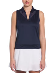 Callaway Women's Golf Top With Mesh Insert Waist Length Sleeveless Polo #CGKSF130GG
