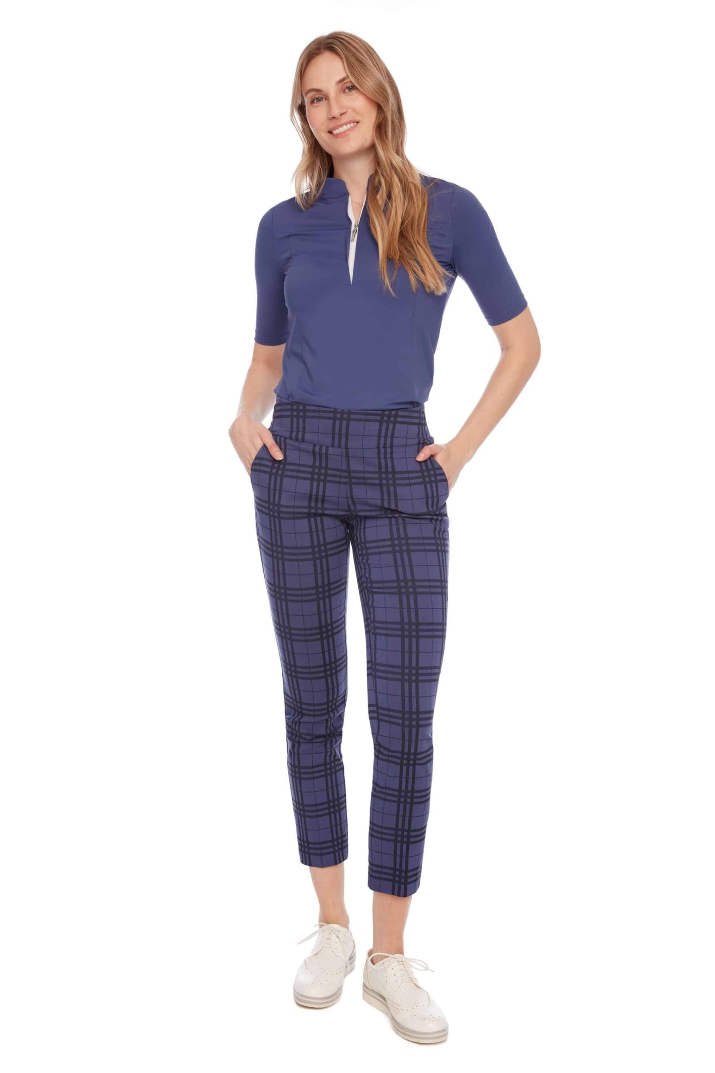 Swing Control Plaid Techno Ankle Pant #4213