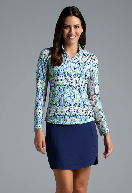 IBKUL Ridley Print Long Sleeve Mock Neck Top #10089