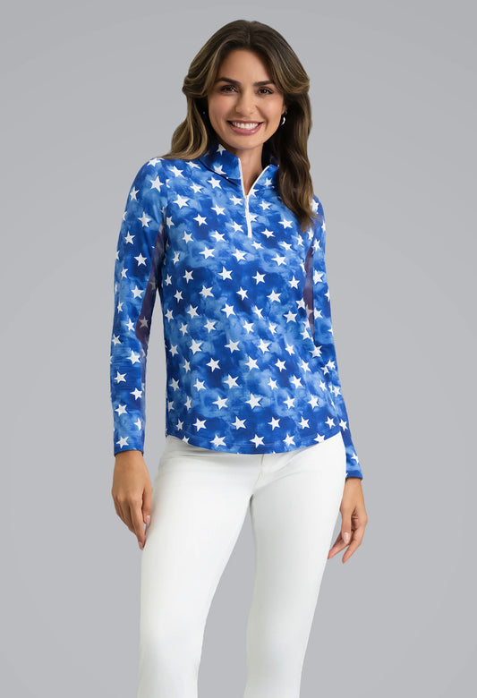 IBKUL American Dream Long Sleeve Mock Neck Top #10253