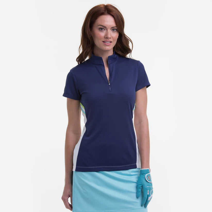 EP CAP SLEEVE ZIP MOCK POLO W/ CONTRAST