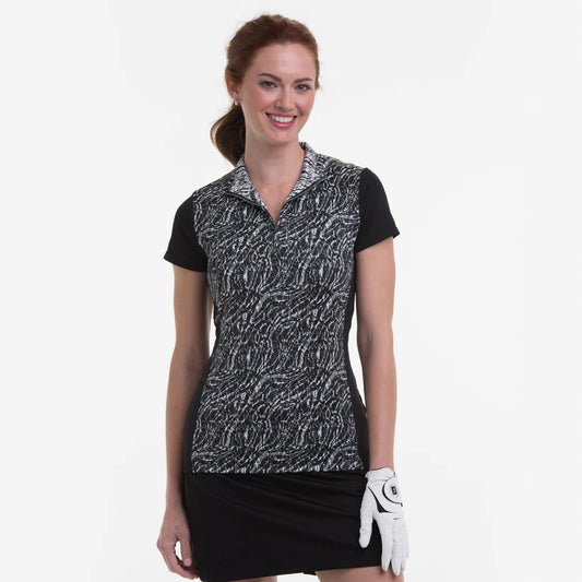 EP CAP SLEEVE SCROLLING SNAKESKIN POLO