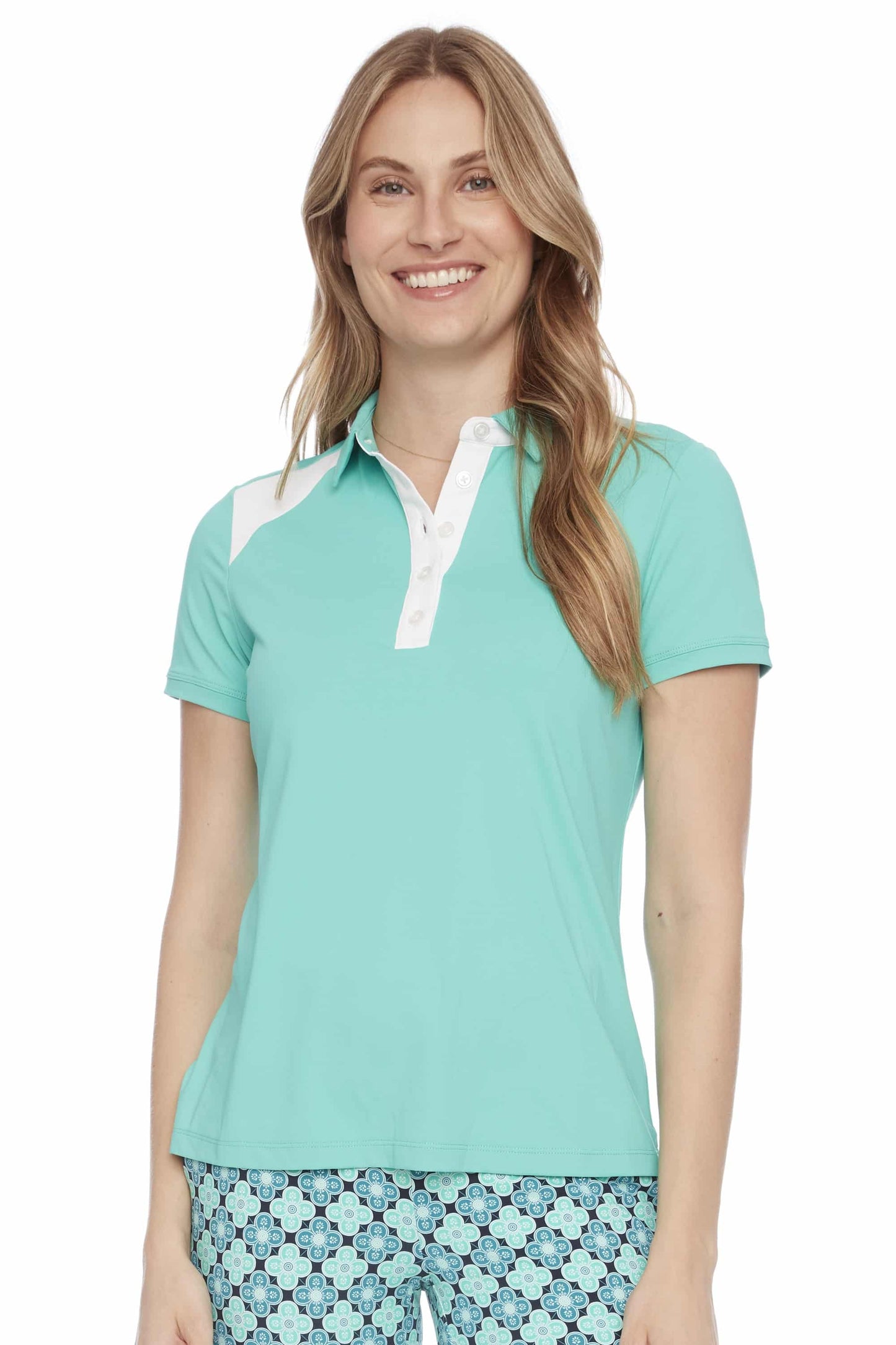 Swing Control Contrast Color Short Sleeve Buttoned Velocity Polo #6053