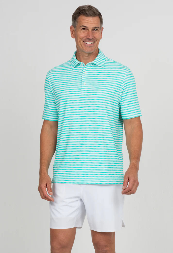IBKUL MEN Landon Stripe II Print Short Sleeve Polo (Modern Fit) #94164