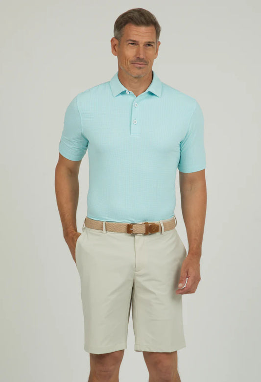 IBKUL MEN Mini Check Print Short Sleeve Polo (Modern Fit) #94754