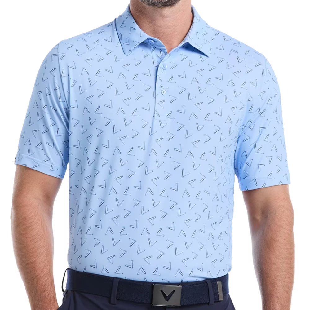 Callaway Men's All-Over Chevron Printed Short Sleeve Golf Polo #CGKSF0F4GG