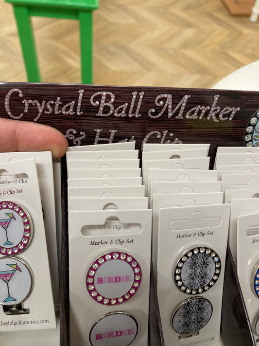 2 Crystal Rim Ball Markers  with matching marker & hat clip