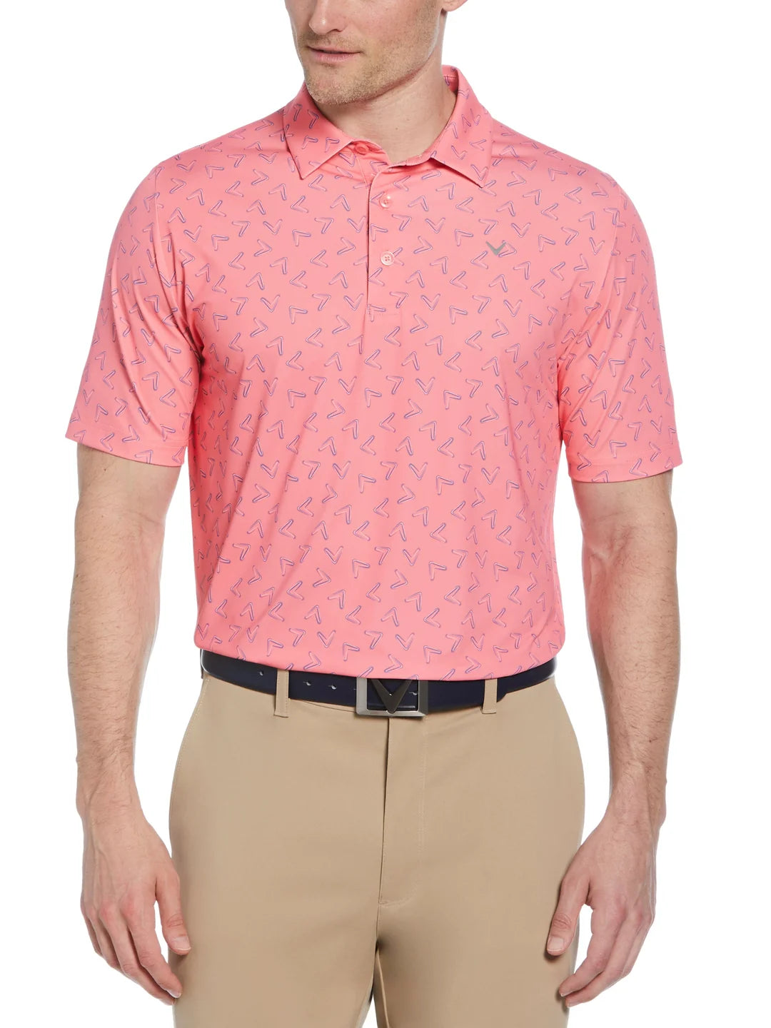 Callaway Men's All-Over Chevron Printed Short Sleeve Golf Polo #CGKSF0F4GG