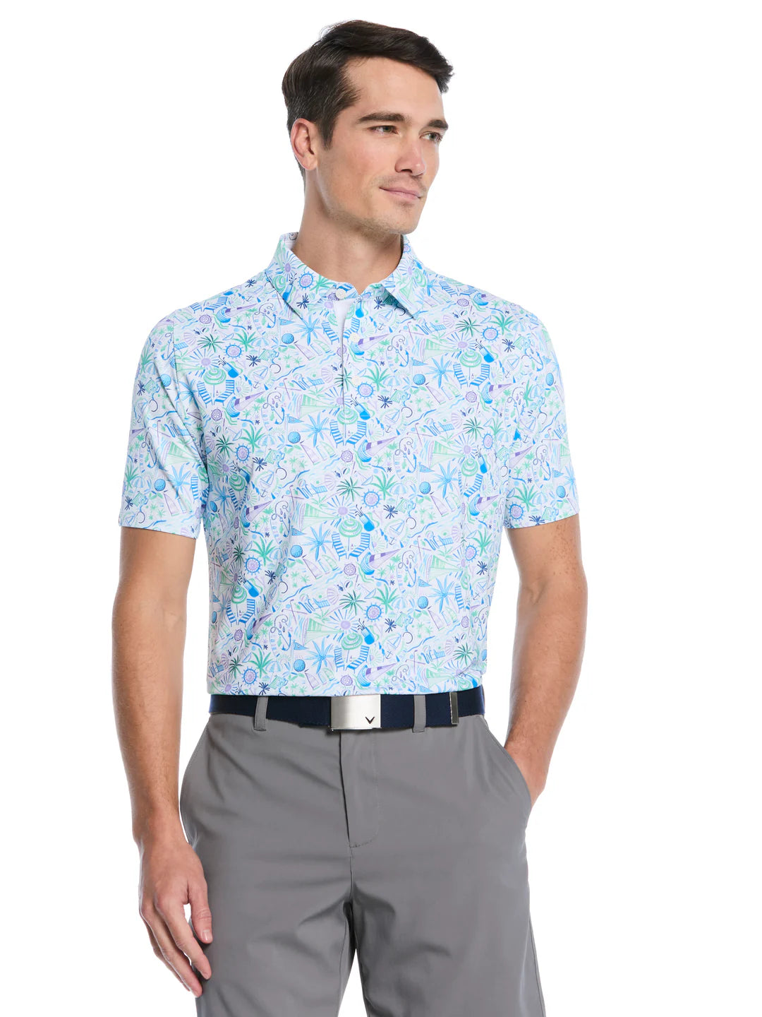 Callaway Mens Nautical Conversational Print Golf Polo #CGKSG020GG