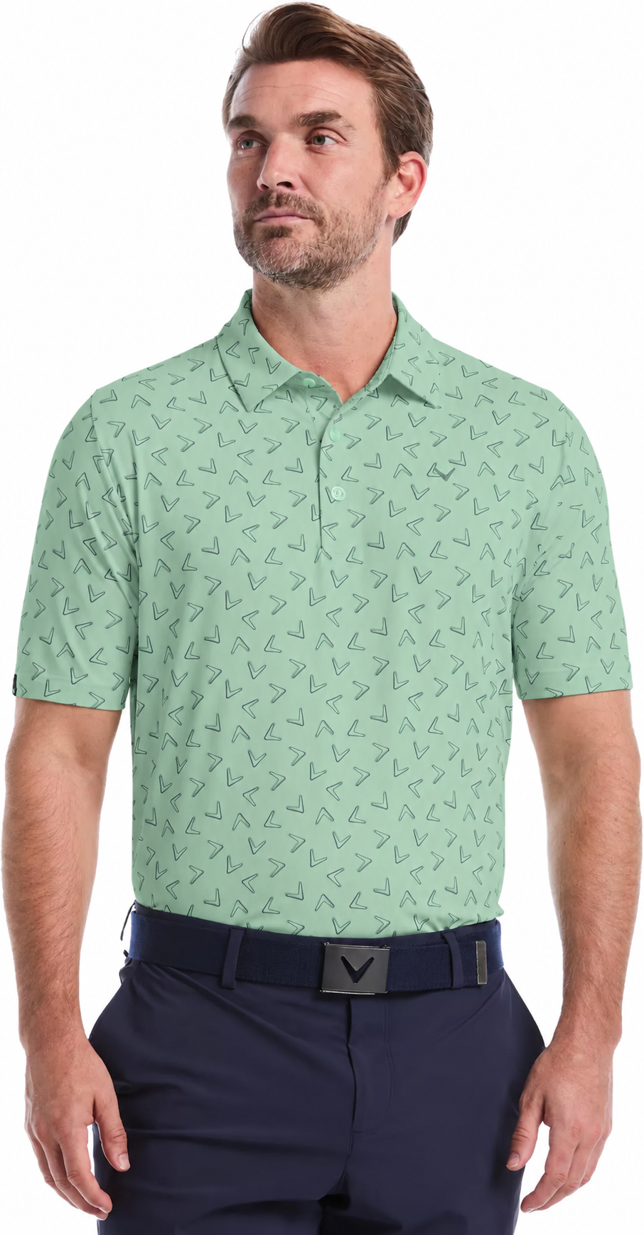 Callaway Men's All-Over Chevron Printed Short Sleeve Golf Polo #CGKSF0F4GG