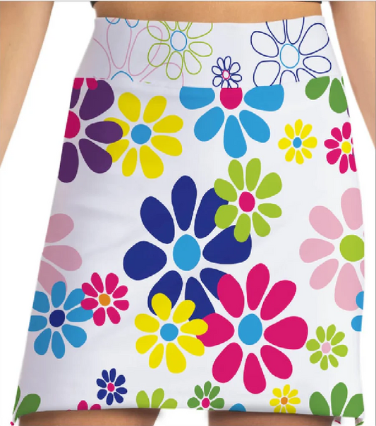 Skort Obsession- Night Daisies White Skort