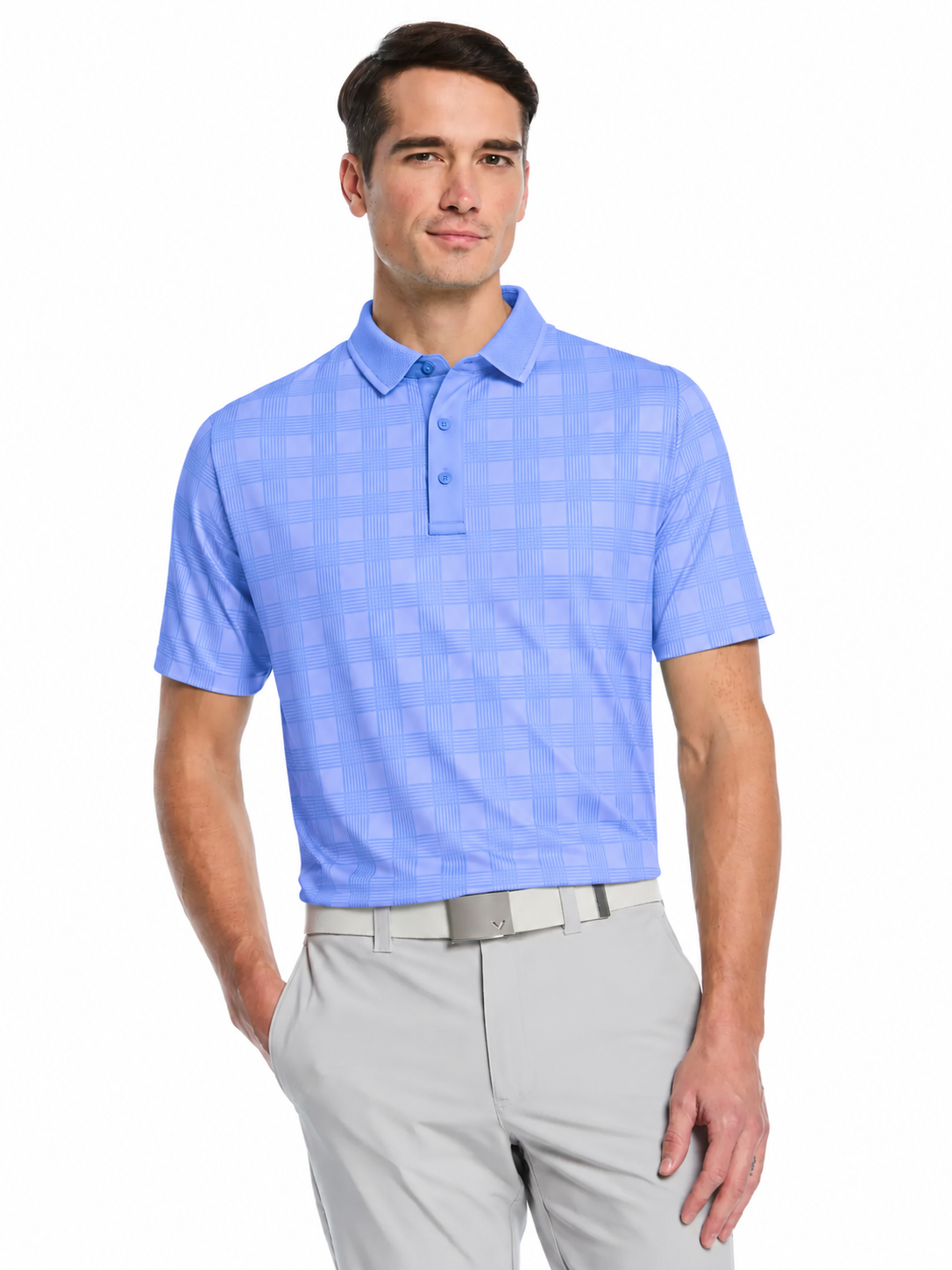 CGKSG040 Callaway Men's Chevron Plaid Print Golf Polo