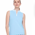 Swing Control PIQUE MOCK NECK SLEEVELESS SHIRT SKY