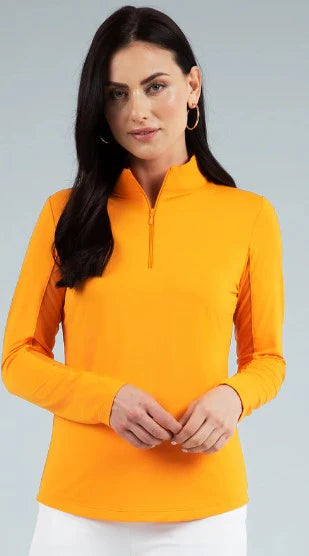 IBKUL L/S Zip Mock Neck Orange Peel