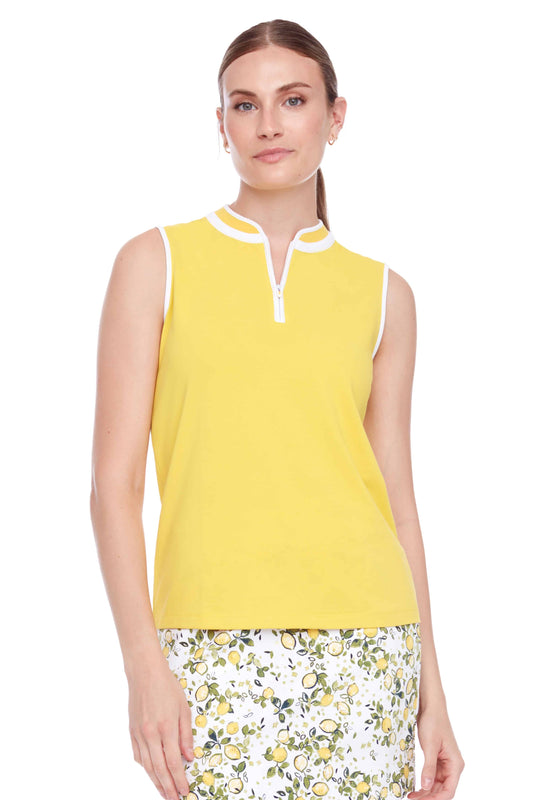 Swing Control PIQUE MOCK NECK SLEEVELESS SHIRT ZEST
