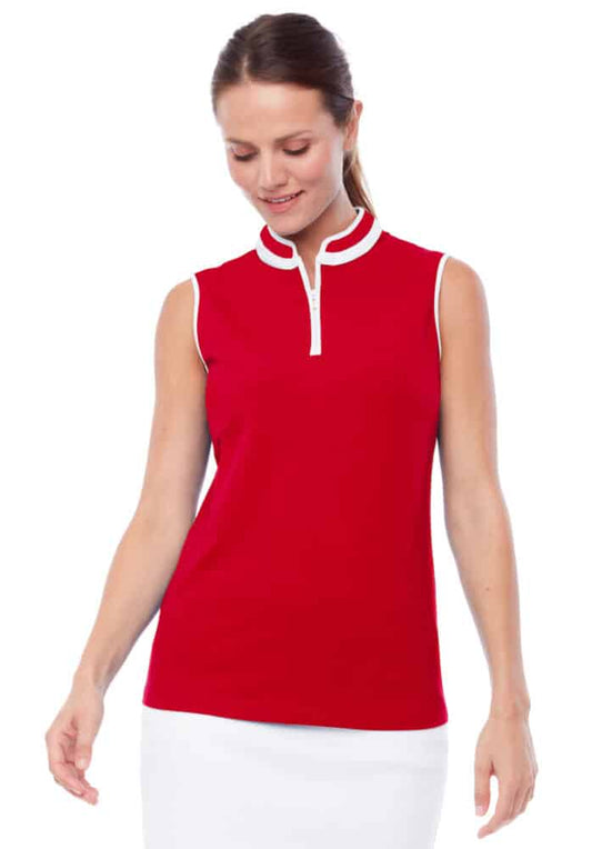 Swing Control PIQUE MOCK NECK SLEEVELESS SHIRT RED