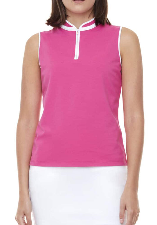 Swing Control PIQUE MOCK NECK SLEEVELESS SHIRT BUBBLEGUM