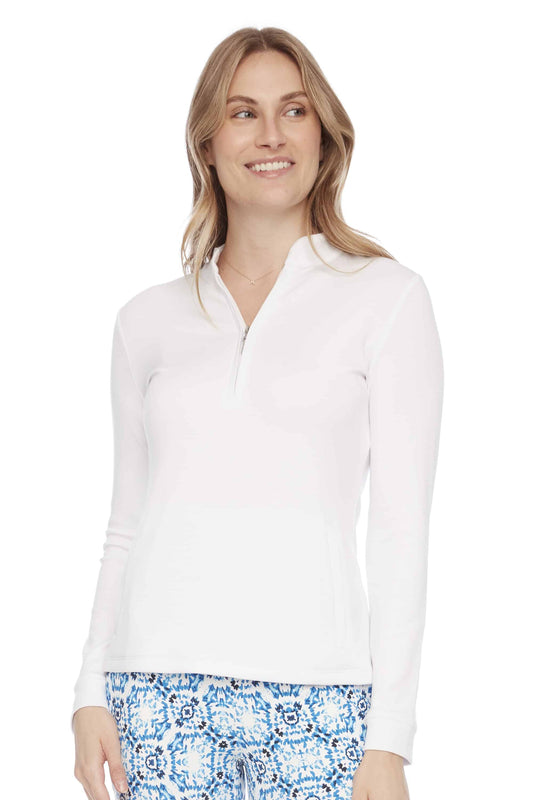 Swing Control Solid Long-Sleeve Zippered Modal Top 6074